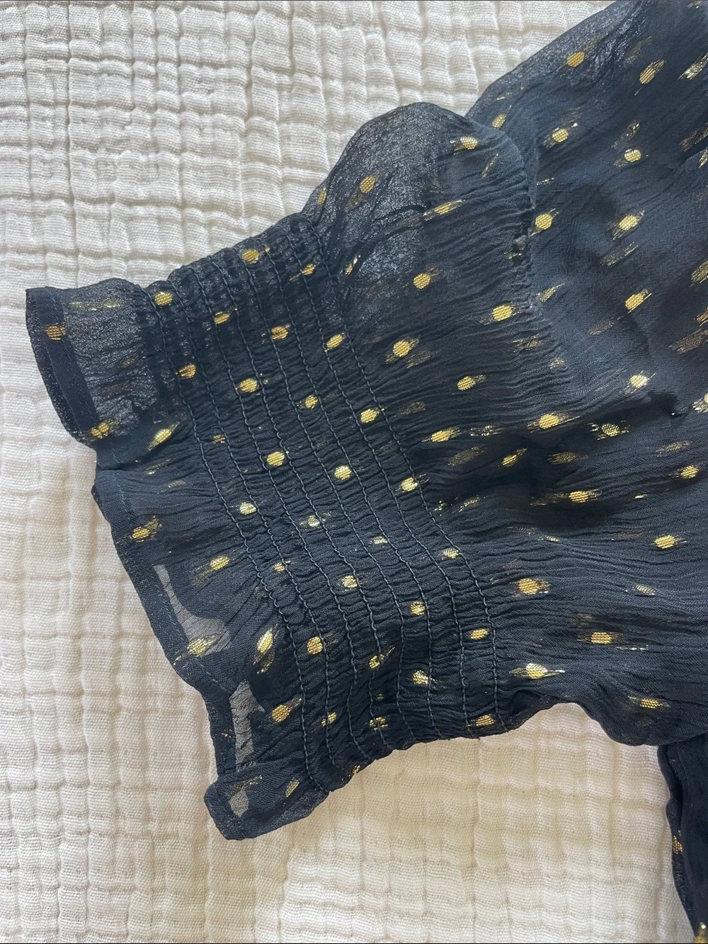 J. Crew Black Blouse with Gold Dot Detail size M